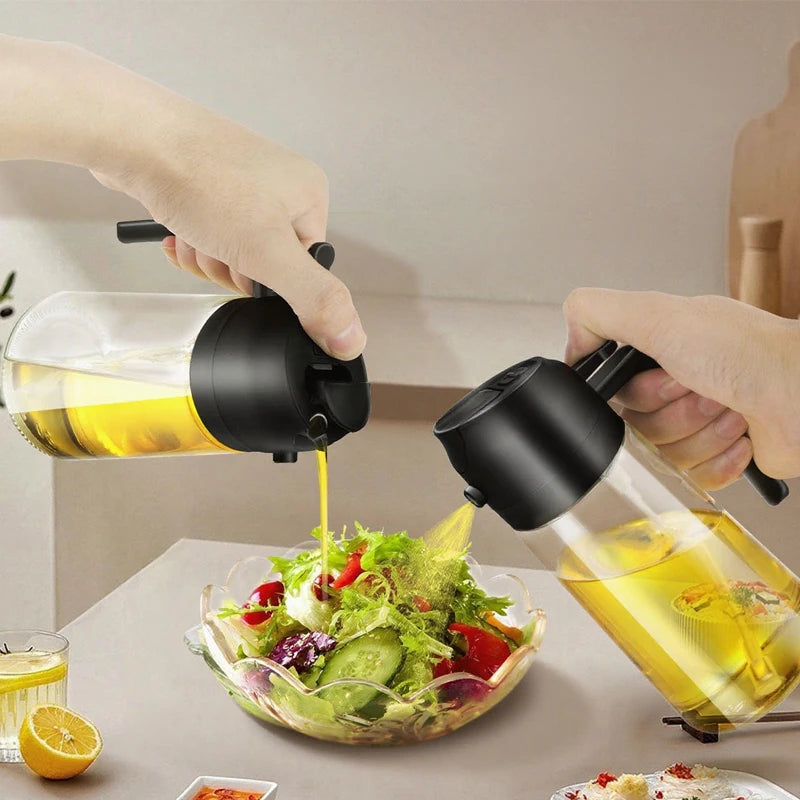 Olive Oil Sprayer for Cooking 2 in 1 Olive Oil Dispenser for Kitchen Gadgets Food-grade Oil Mister for Air Fryer Salad Frying