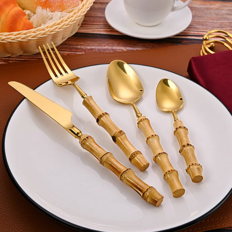 Bamboo Handle Cutlery Set
