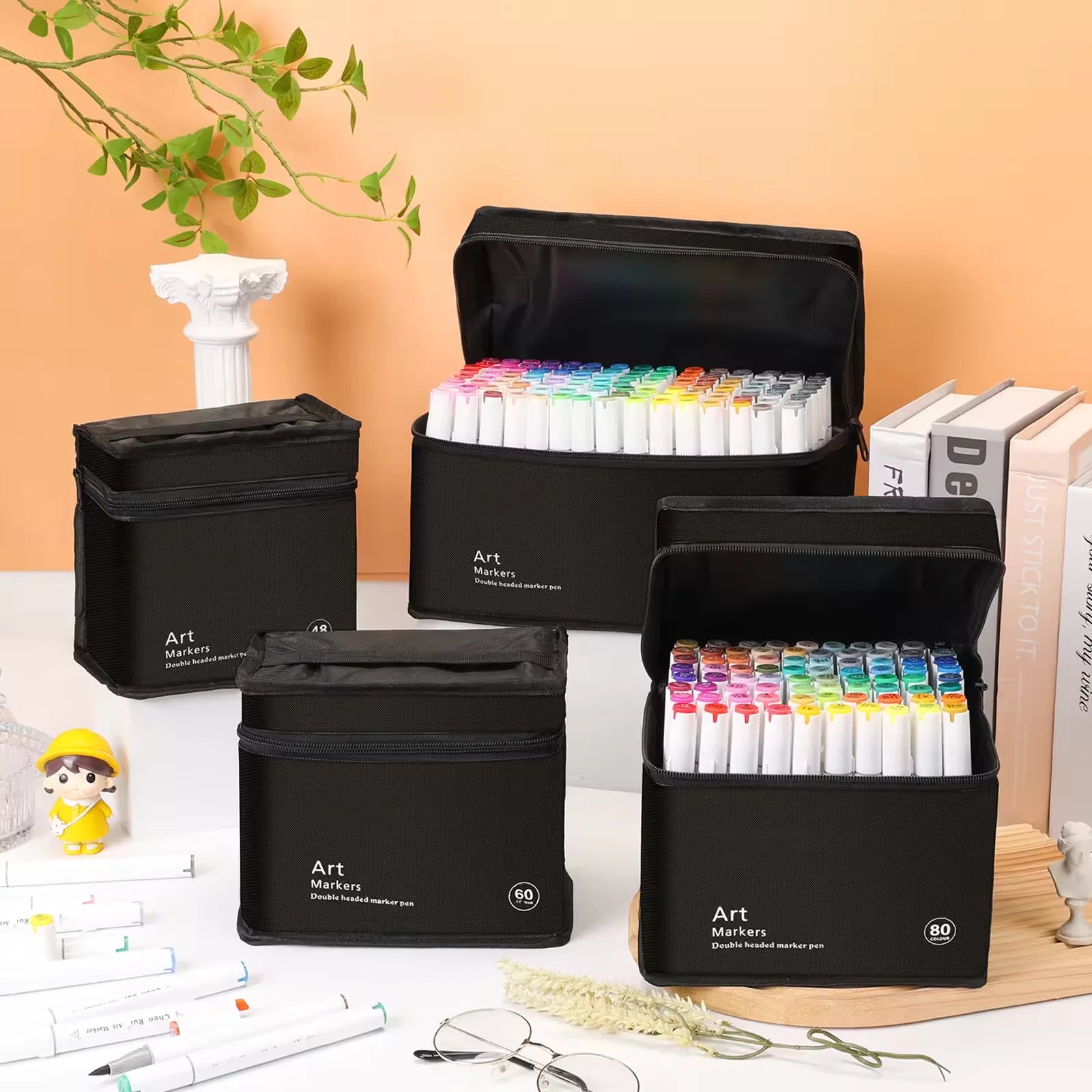 Double - ended marker pens with soft and hard tips, portable drawing pens, popular items suitable for multiple materials