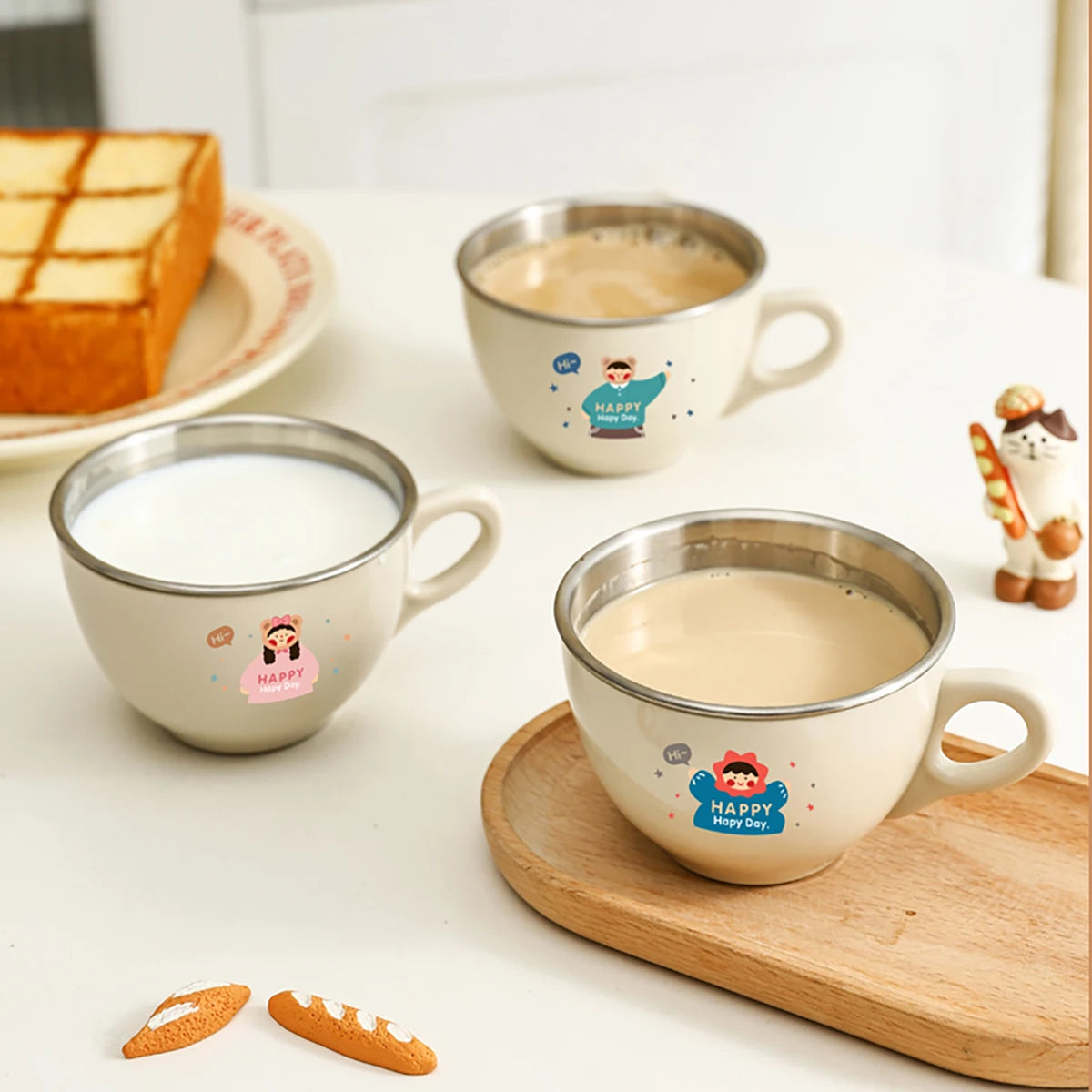 170ML Durable Milk Coffee Mug Removable 304 Stainless Steel Double Wall Mini Water Cup For Children Cute Coffee Cup Drinkware