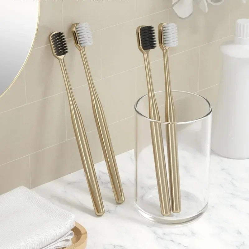 Luxury soft toothbrush men women adult tooth brush Gold Silver dental brushes elegance gentle toothbrushes drop shipping
